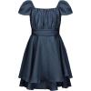 imageEXLURA Casual Short Cap Sleeve Girls Tie Back A Line Ruffle Hem Junior Teenage Kids Short Mini Dress Size 615 YearsNavy Blue