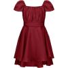 imageEXLURA Casual Short Cap Sleeve Girls Tie Back A Line Ruffle Hem Junior Teenage Kids Short Mini Dress Size 615 YearsWine Red