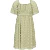 imageEXLURA Girls 2024 Summer Dresses Short Sleeve Swiss Dot Square Neck Flowy A Line Kids Dress Casual Party Midi Dress 615YLight Green