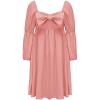 imageEXLURA Girls Big Bow Neck Dress Puff Long Sleeve A Line Kids Wedding Formal Midi Dresses 2024 Princess Pageant Party 615YPink