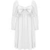 imageEXLURA Girls Big Bow Neck Dress Puff Long Sleeve A Line Kids Wedding Formal Midi Dresses 2024 Princess Pageant Party 615YWhite