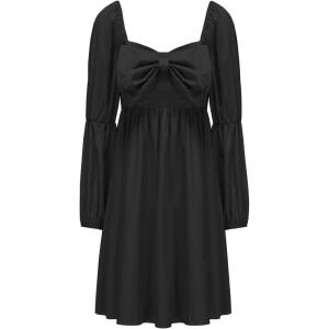 imageEXLURA Girls Big Bow Neck Dress Puff Long Sleeve A Line Kids Wedding Formal Midi Dresses 2024 Princess Pageant Party 615YBlack