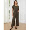 imageEXLURA Womens 2 Piece Lounge Sets Short Sleeve Crop Top Wide Leg Pants Outfits with Pockets 2024 Trendy TracksuitArmy Green