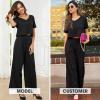 imageEXLURA Womens 2 Piece Lounge Sets Short Sleeve Crop Top Wide Leg Pants Outfits with Pockets 2024 Trendy TracksuitBlack