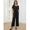 imageEXLURA Womens 2 Piece Lounge Sets Short Sleeve Crop Top Wide Leg Pants Outfits with Pockets 2024 Trendy TracksuitBlack