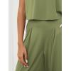 imageEXLURA Womens 2 Piece Lounge Sets Short Sleeve Crop Top Wide Leg Pants Outfits with Pockets 2024 Trendy TracksuitGray Green