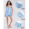 imageEXLURA Womens 2024 2 Piece Pajama Set Sleeveless Top and Shorts Set Loungewear Sleepwear Sets with Pockets Summer Pjs SetsLight Blue