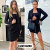 imageEXLURA Womens Professional Business Lightweight Blazer Dress Suit Sets 2 Piece Work Office Fashion OutfitsBlack