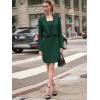 imageEXLURA Womens Professional Business Lightweight Blazer Dress Suit Sets 2 Piece Work Office Fashion OutfitsDark Green