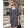 imageEXLURA Womens Professional Business Lightweight Blazer Dress Suit Sets 2 Piece Work Office Fashion OutfitsGrey