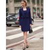 imageEXLURA Womens Professional Business Lightweight Blazer Dress Suit Sets 2 Piece Work Office Fashion OutfitsNavy Blue