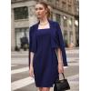 imageEXLURA Womens Professional Business Lightweight Blazer Dress Suit Sets 2 Piece Work Office Fashion OutfitsNavy Blue