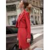 imageEXLURA Womens Professional Business Lightweight Blazer Dress Suit Sets 2 Piece Work Office Fashion OutfitsRed