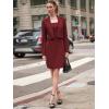 imageEXLURA Womens Professional Business Lightweight Blazer Dress Suit Sets 2 Piece Work Office Fashion OutfitsWine Red