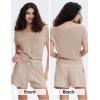 imageEXLURA Womens Summer 2 Piece Matching Shorts Sets Knit Sweater Short Sleeve Top and Shorts Lounge Set Sweatsuits TracksuitsApricot