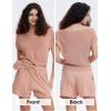 imageEXLURA Womens Summer 2 Piece Matching Shorts Sets Knit Sweater Short Sleeve Top and Shorts Lounge Set Sweatsuits TracksuitsCamel