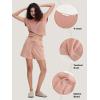 imageEXLURA Womens Summer 2 Piece Matching Shorts Sets Knit Sweater Short Sleeve Top and Shorts Lounge Set Sweatsuits TracksuitsCamel