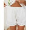 imageEXLURA Womens Summer 2 Piece Matching Shorts Sets Knit Sweater Short Sleeve Top and Shorts Lounge Set Sweatsuits TracksuitsWhite