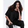 imageEXLURA Womens Summer 2 Piece Outfits Short Sleeve Crop Top and Jogger Pants Loose Pajama Lounge Matching Sets Tracksuit 2024Black