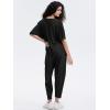 imageEXLURA Womens Summer 2 Piece Outfits Short Sleeve Crop Top and Jogger Pants Loose Pajama Lounge Matching Sets Tracksuit 2024Black
