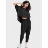 imageEXLURA Womens Summer 2 Piece Outfits Short Sleeve Crop Top and Jogger Pants Loose Pajama Lounge Matching Sets Tracksuit 2024Black