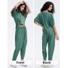 imageEXLURA Womens Summer 2 Piece Outfits Short Sleeve Crop Top and Jogger Pants Loose Pajama Lounge Matching Sets Tracksuit 2024Green