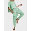 imageEXLURA Womens Summer 2 Piece Outfits Short Sleeve Crop Top and Jogger Pants Loose Pajama Lounge Matching Sets Tracksuit 2024Light Green