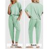 imageEXLURA Womens Summer 2 Piece Outfits Short Sleeve Crop Top and Jogger Pants Loose Pajama Lounge Matching Sets Tracksuit 2024Light Green
