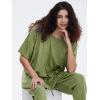 imageEXLURA Womens Summer 2 Piece Outfits Short Sleeve Crop Top and Jogger Pants Loose Pajama Lounge Matching Sets Tracksuit 2024Yellow Green