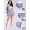 imageEXLURA Womens Summer 2 Piece Sets Long Sleeve Button Down Shirts Matching Short Sets Oversized Spring Vacation Outfits 2025Blue