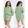 imageEXLURA Womens Summer 2 Piece Sets Long Sleeve Button Down Shirts Matching Short Sets Oversized Spring Vacation Outfits 2025Dark Green