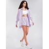 imageEXLURA Womens Summer 2 Piece Sets Long Sleeve Button Down Shirts Matching Short Sets Oversized Spring Vacation Outfits 2025Dark Purple
