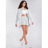imageEXLURA Womens Summer 2 Piece Sets Long Sleeve Button Down Shirts Matching Short Sets Oversized Spring Vacation Outfits 2025Grey
