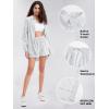 imageEXLURA Womens Summer 2 Piece Sets Long Sleeve Button Down Shirts Matching Short Sets Oversized Spring Vacation Outfits 2025Grey