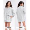 imageEXLURA Womens Summer 2 Piece Sets Long Sleeve Button Down Shirts Matching Short Sets Oversized Spring Vacation Outfits 2025Grey