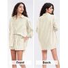 imageEXLURA Womens Summer 2 Piece Sets Long Sleeve Button Down Shirts Matching Short Sets Oversized Spring Vacation Outfits 2025Khaki