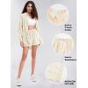 imageEXLURA Womens Summer 2 Piece Sets Long Sleeve Button Down Shirts Matching Short Sets Oversized Spring Vacation Outfits 2025Khaki