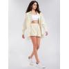 imageEXLURA Womens Summer 2 Piece Sets Long Sleeve Button Down Shirts Matching Short Sets Oversized Spring Vacation Outfits 2025Khaki