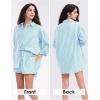 imageEXLURA Womens Summer 2 Piece Sets Long Sleeve Button Down Shirts Matching Short Sets Oversized Spring Vacation Outfits 2025Light Blue