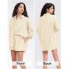 imageEXLURA Womens Summer 2 Piece Sets Long Sleeve Button Down Shirts Matching Short Sets Oversized Spring Vacation Outfits 2025Orange