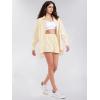 imageEXLURA Womens Summer 2 Piece Sets Long Sleeve Button Down Shirts Matching Short Sets Oversized Spring Vacation Outfits 2025Orange