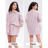 imageEXLURA Womens Summer 2 Piece Sets Long Sleeve Button Down Shirts Matching Short Sets Oversized Spring Vacation Outfits 2025Red
