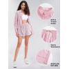 imageEXLURA Womens Summer 2 Piece Sets Long Sleeve Button Down Shirts Matching Short Sets Oversized Spring Vacation Outfits 2025Red