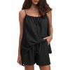 imageEXLURA Womens 2024 2 Piece Pajama Set Sleeveless Top and Shorts Set Loungewear Sleepwear Sets with Pockets Summer Pjs SetsBlack