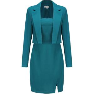 imageEXLURA Womens Professional Business Lightweight Blazer Dress Suit Sets 2 Piece Work Office Fashion OutfitsBlue