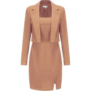 imageEXLURA Womens Professional Business Lightweight Blazer Dress Suit Sets 2 Piece Work Office Fashion OutfitsKhaki
