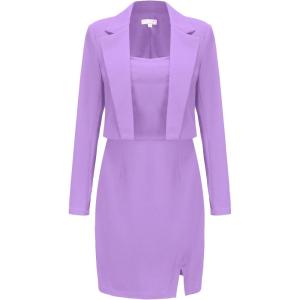 imageEXLURA Womens Professional Business Lightweight Blazer Dress Suit Sets 2 Piece Work Office Fashion OutfitsLight Purple