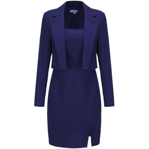 imageEXLURA Womens Professional Business Lightweight Blazer Dress Suit Sets 2 Piece Work Office Fashion OutfitsNavy Blue