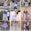 imageEXLURA Womens 2025 Casual Long Lantern Sleeve Dresses Square Neck Ruffle Tie Back Elastic Waist Aline Short Mini DressPurple