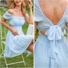 imageEXLURA Womens 2025 Summer Short Puff Sleeve Casual Short Mini Dresses Tie Back Square Neck ALine SundressLight Blue